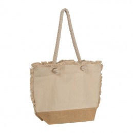 Sacoșă de plajă Oeko-Tex® naturală cu bază de iută, Beige - 6457213