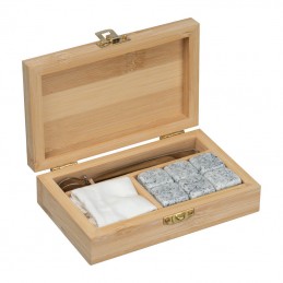 Set cuburi de granit în cutie bambus, Beige - 8461013