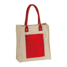 Sacoșă de cumpărături CANVAS (320 g/m²), cu mânere lungi, Rosu - 6521805