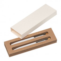 Set de scris cu pix și creion mecanic din aluminiu, Alb  - 1442606