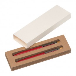 Set de scris cu pix și creion mecanic din aluminiu, Rosu - 1442605