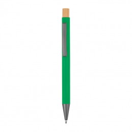 Pix din aluminiu reciclat cu buton din bambus, Verde - 1517809
