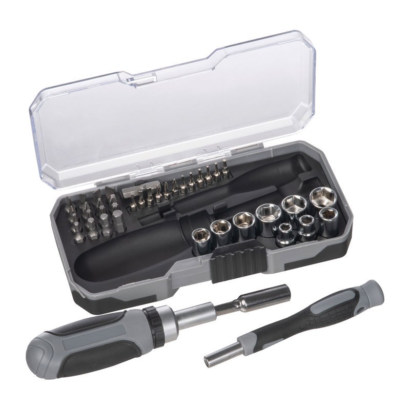Set de unelte de 41 de piese cu clichet, Gri - 9489407 Set de unelte de 41 de piese cu clichet, Gri - 9489407