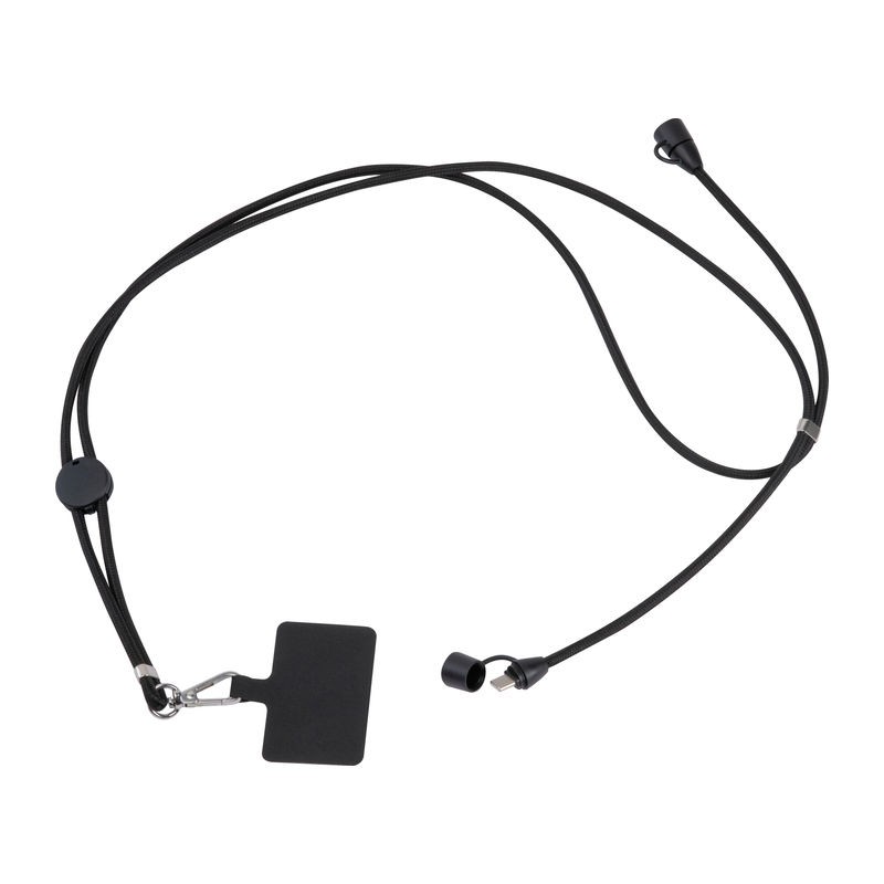 Lanyard cu cablu de încărcare tip C, Negru - 3498403 Lanyard cu cablu de încărcare tip C, Negru - 3498403