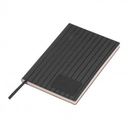 Caiet A5 cu copertă moale PU „Stripes”, Negru - 2498003