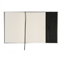 Set de caiet cu copertă din piele și pix, Negru - 2476303