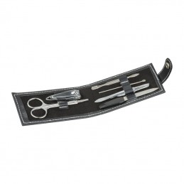 Set manichiură 7 piese în etui de piele, Negru - 7452003