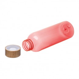 Sticlă de băut PET cu capac din bambus, 500ml, Rosu - 8482205