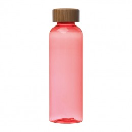 Sticlă de băut PET cu capac din bambus, 500ml, Rosu - 8482205