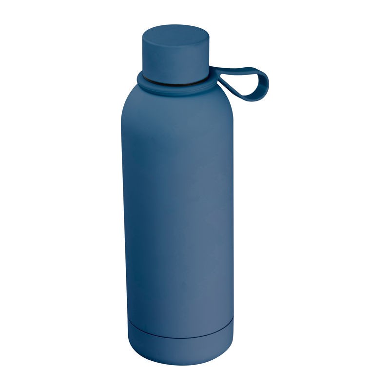 Sticlă de băut cauciucată cu mâner, 700ml, Albastru Inchis - 8481944