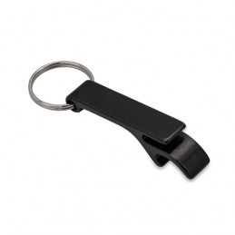 ALUMINIUM key ring with opener, black - R73720.02