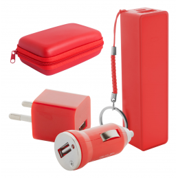 Rebex - set baterie externă și încărcător USB AP741904-05, roșu