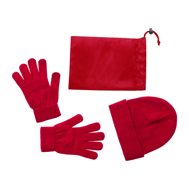 Duvel - set căciulă și mănuși AP781300-05, roșu