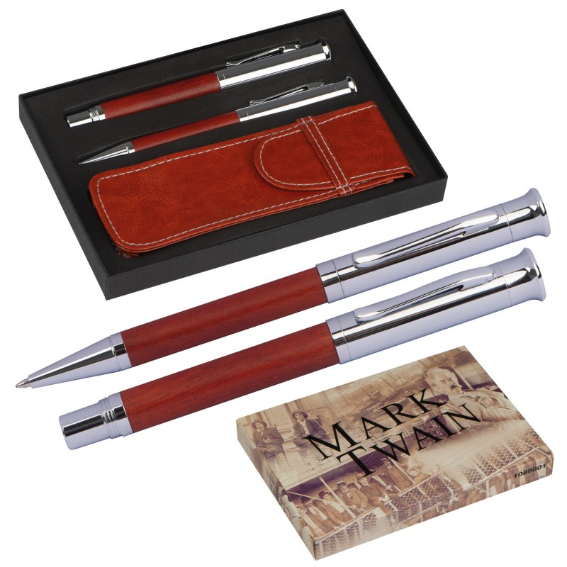 Set de scris cu stilou Mark Twain - 1089801, Brown