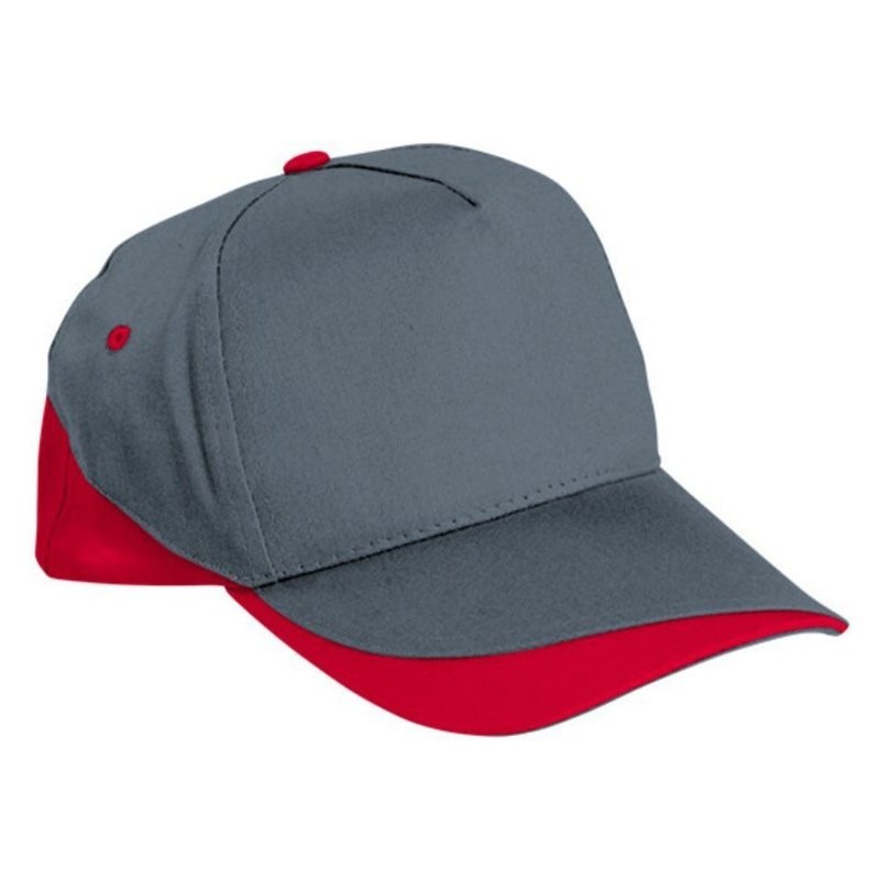 Fort Cap Sapca 5 panele bicolora velcro scai - GOVAFORGR01, Cement Grey-Lotto Red