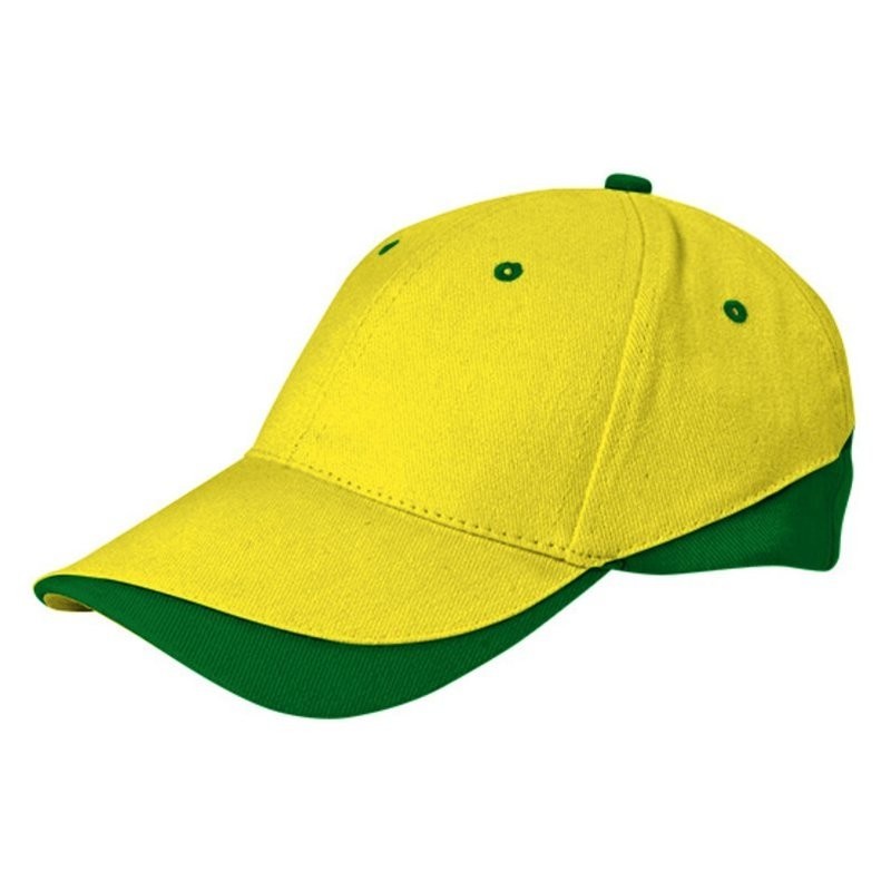 Tuxton Cap / Sapca 6 panele bicolora velcro scai - GOVATUXAB01, Lemon Yellow-Bottle Green