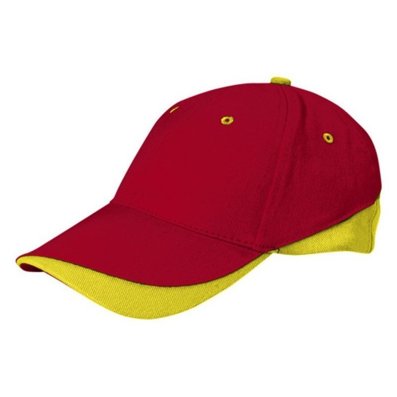 Tuxton Cap / Sapca 6 panele bicolora velcro scai - GOVATUXRA01, Lotto Red-Lemon Yellow