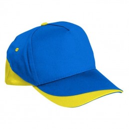 Fort Cap Sapca 5 panele bicolora velcro scai - GOVAFORRA01, Royal Blue-Lemon Yellow