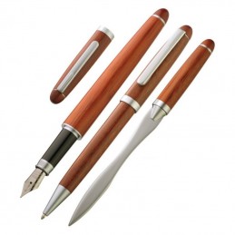 Set 3 piese pix stilou si deschizator plic lemn trandafir - 844101, Brown