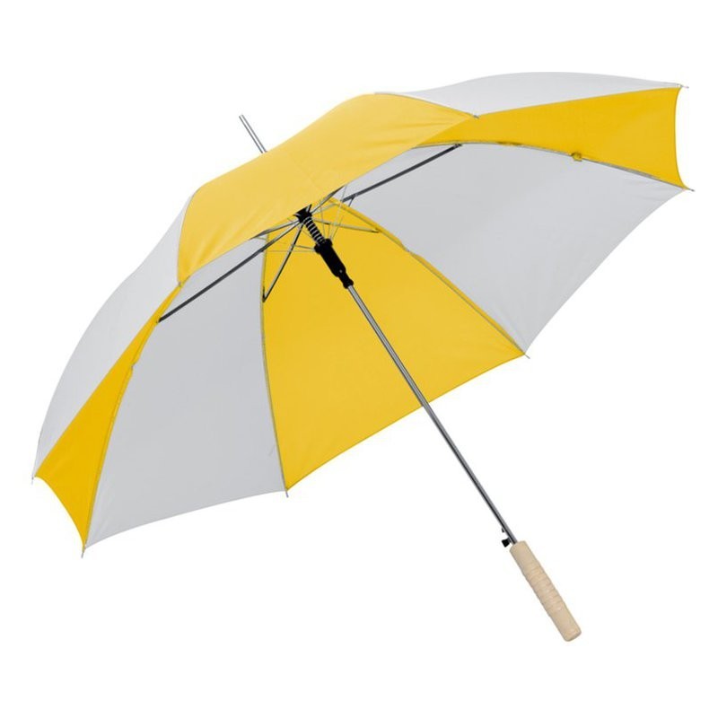 Umbrela bicolora maner lemn drept - 508508, Yellow