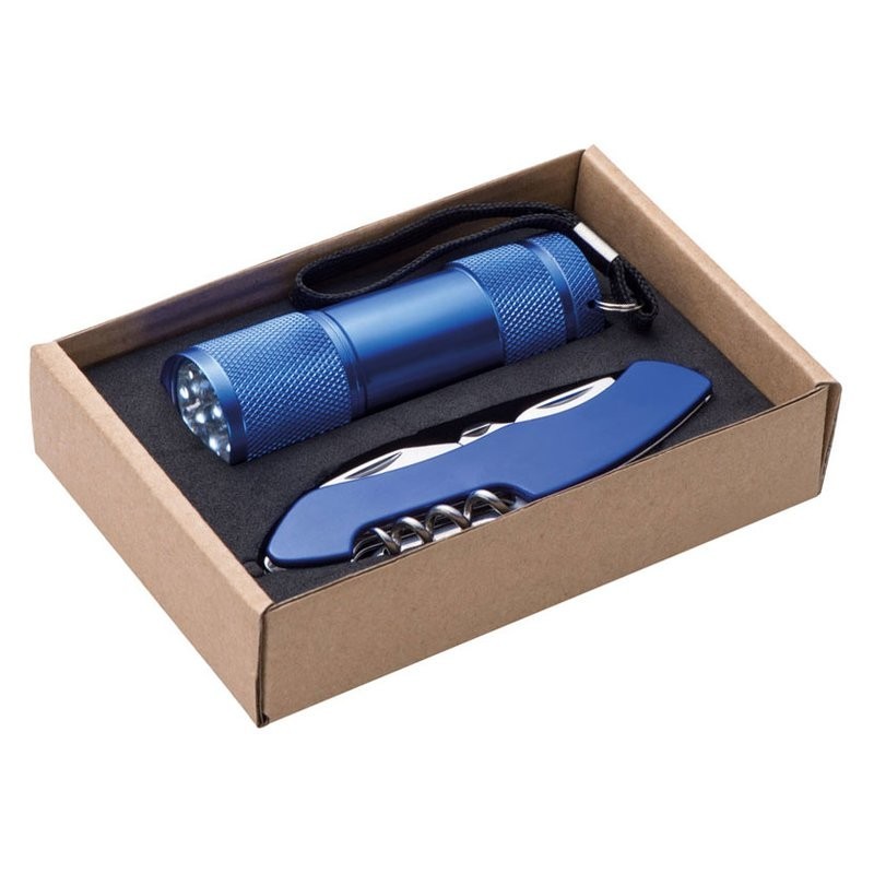 Set briceag si lanterna in etu carton - 337204, Blue