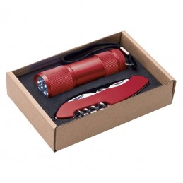 Set briceag si lanterna in etu carton - 337205, Red