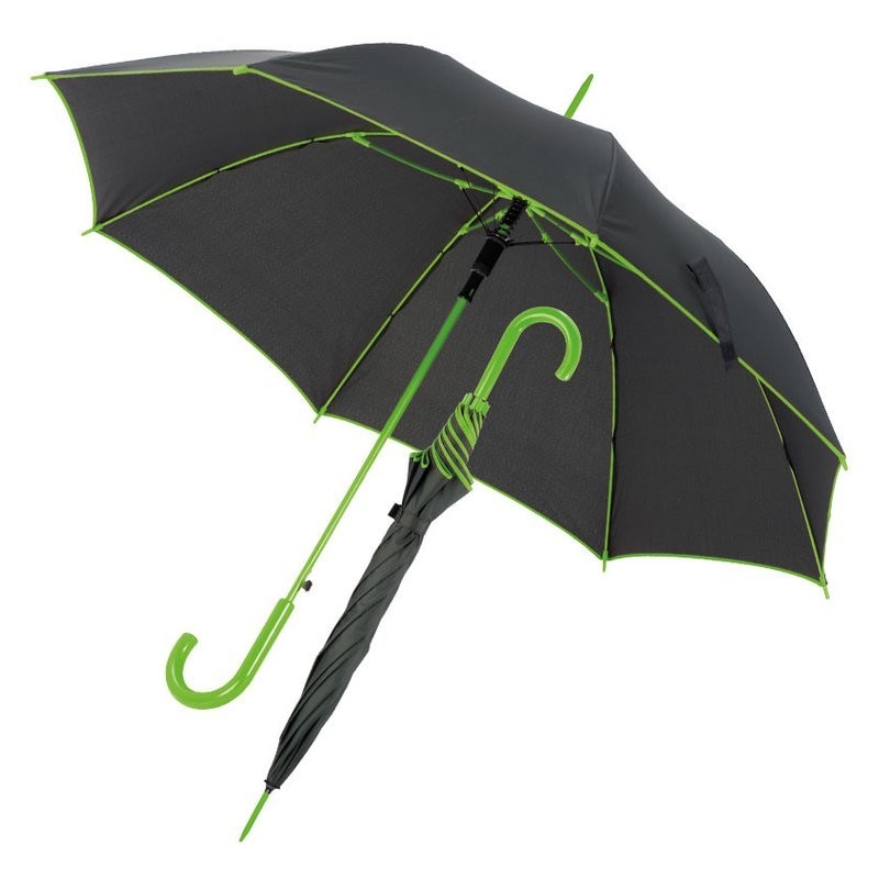 Umbrela cu maner plastic curbat cu dunga colorata - 347229, Light green