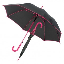 Umbrela cu maner plastic curbat cu dunga colorata - 347211, Pink