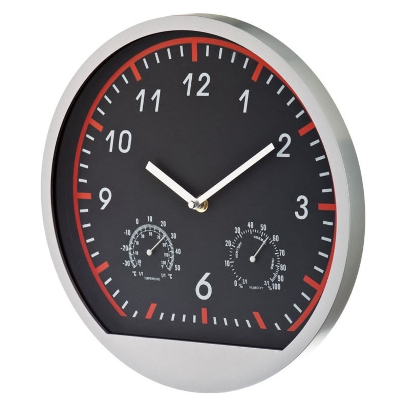 Ceas perete cu termometru si umidometru - 306405, Red Ceas perete cu termometru si umidometru - 306405, Red