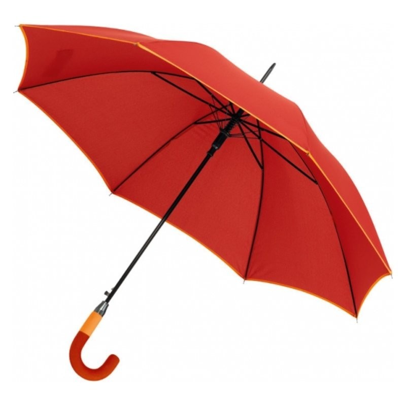Umbrela maner plastic curbat in 2 tonuri culoare - 186905, Red