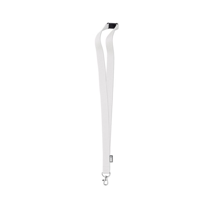 LANY RPET - Lanyard din RPET cu carabină   MO6100-06, White