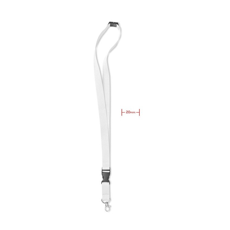 LANY - Lanyard cu agăţătoare metalică MO8595-06, White