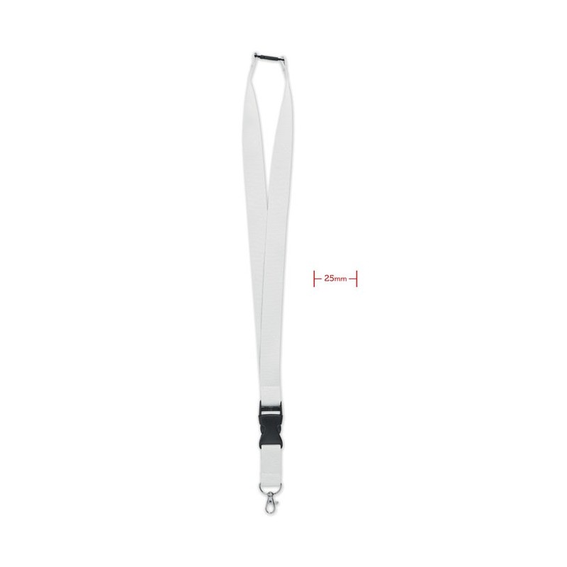 WIDE LANY - Lanyard, cârlig metalic 25mm. MO9661-06, White WIDE LANY - Lanyard, cârlig metalic 25mm. MO9661-06, White