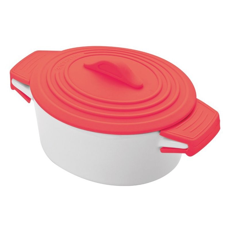 Castron ceramic cu capac silicon colorat - 889405, Red