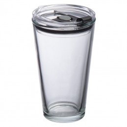 Pahar cu capac 400 ml din sticla - 153566, TRANSPARENT