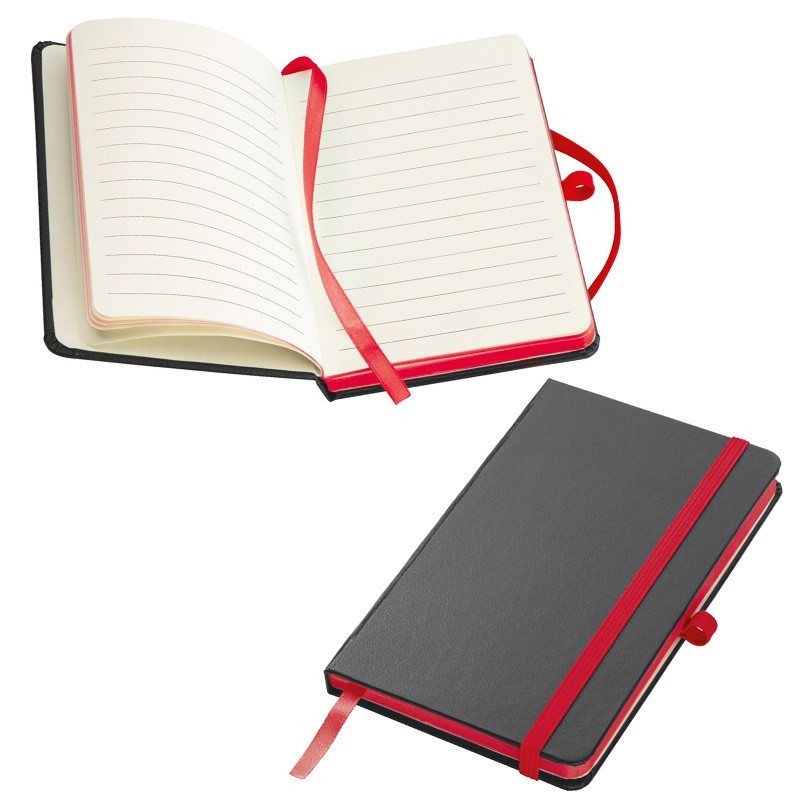 Carnetele A6 160 pagini liniate PU negru si banda colorata Carnetele A6 160 pagini liniate PU negru si banda colorata