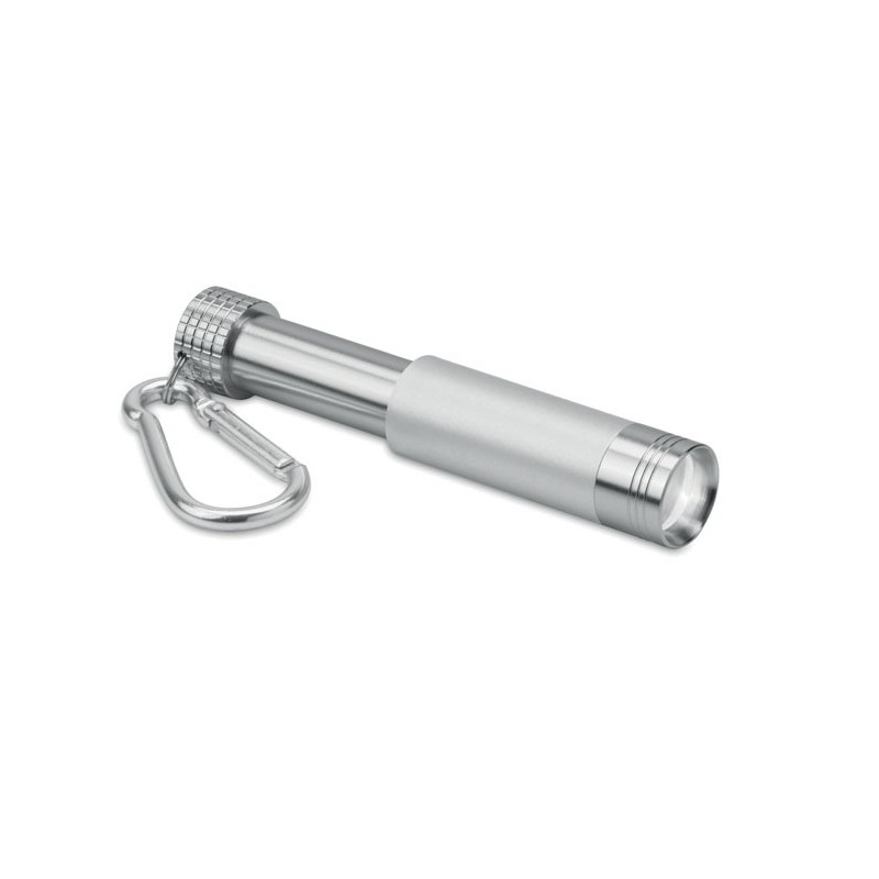 POP LIGHT - Breloc lanternă aluminiu gravura cu iluminare LED  MO9381-14, Silver