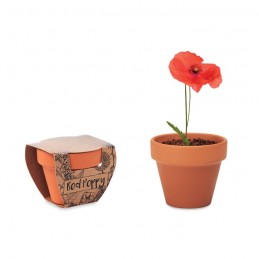 RED POPPY. Vas teracota "mac"             MO6148-40, wood