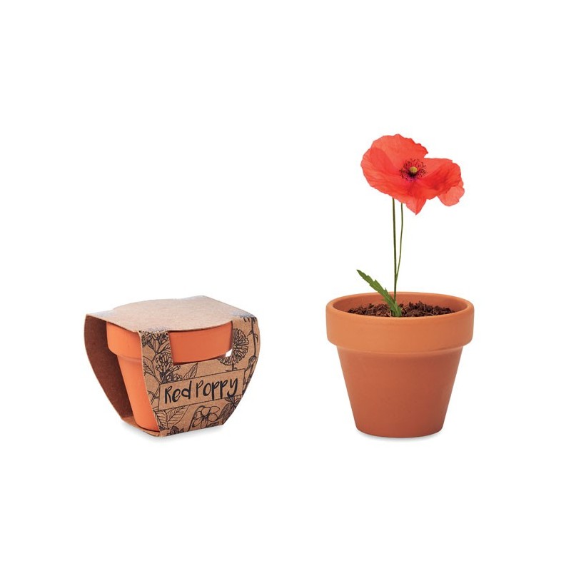 RED POPPY. Vas teracota "mac"             MO6148-40, wood