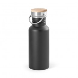 OASIS. Sticlă din oțel inoxidabil 540 ml cu capac bambus si maner - 94064-103, Negru