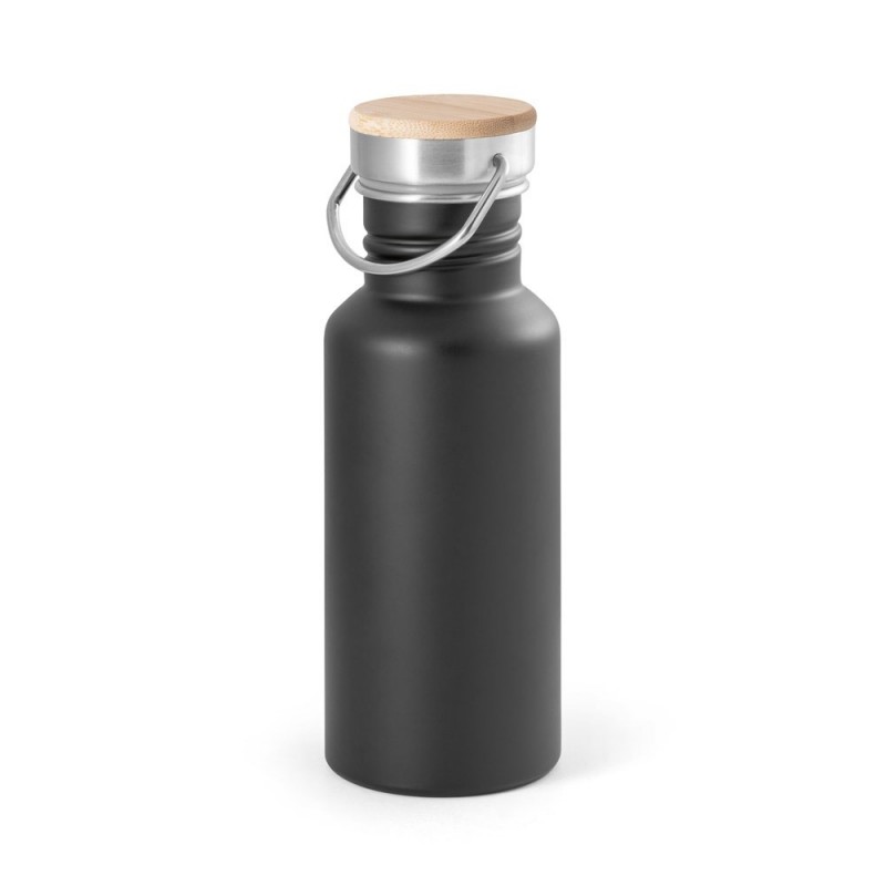 OASIS. Sticlă din oțel inoxidabil 540 ml cu capac bambus si maner - 94064-103, Negru OASIS. Sticlă din oțel inoxidabil 540 ml cu capac bambus si maner - 94064-103, Negru