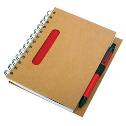 ECO notebook with clean pages 150x175 / 140 pages with pen,  red/beige - R73796.08, rosu