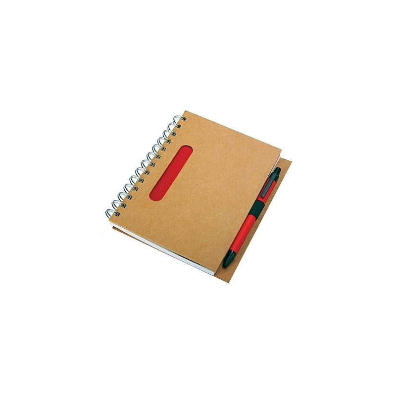 ECO notebook with clean pages 150x175 / 140 pages with pen,  red/beige - R73796.08, rosu