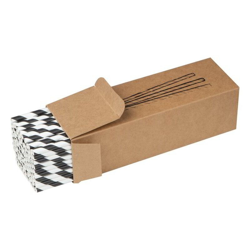 Set de 100buc paie din carton - 8149136, White/Black Set de 100buc paie din carton - 8149136, White/Black