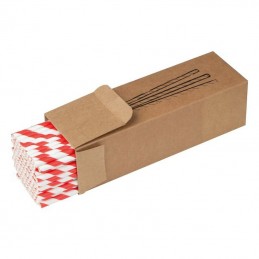 Set de 100buc paie din carton - 8149156, White/Red