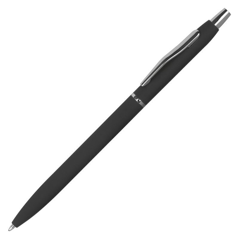 Pix slim cauciucat metalic Rubber coated ball pen - 1174703, Black