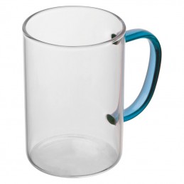 Cană din sticlă cu toartă colorată, 250 ml - 8234004, Blue