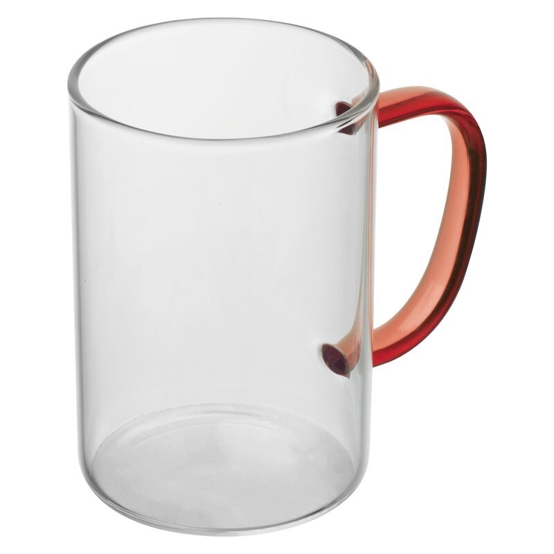 Cană din sticlă cu toartă colorată, 250 ml - 8234005, Red Cană din sticlă cu toartă colorată, 250 ml - 8234005, Red