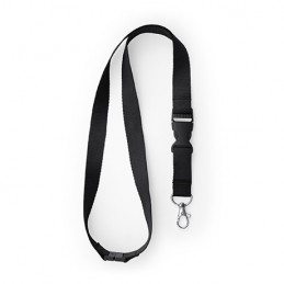 GUEST. Lanyard cu carabină, cataramă și închidere de siguranță., LY7054 - BLACK