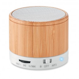 ROUND BAMBOO - Boxă rotundă Bluetooth bambus  MO9608-06, White